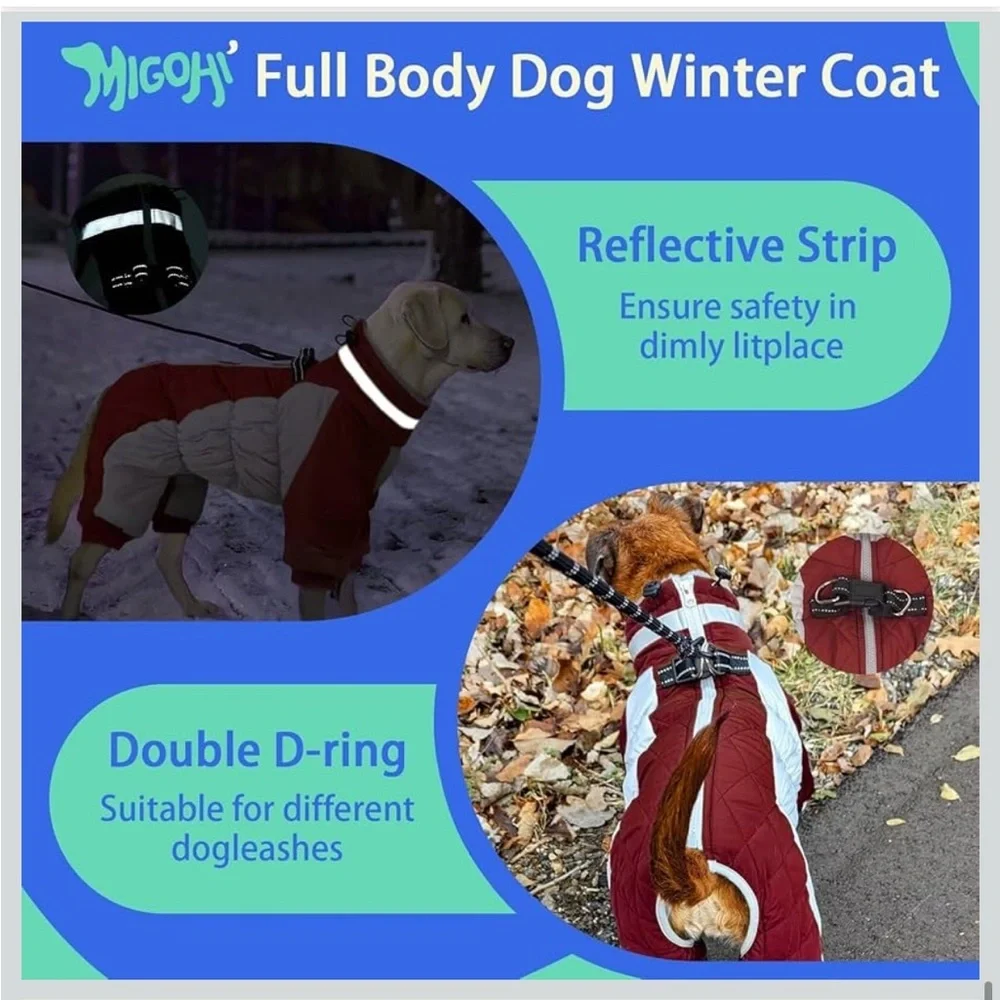 MIGOHI Full Body Dog Coat - Warm Reflective Winter coat Med 540-bb4
